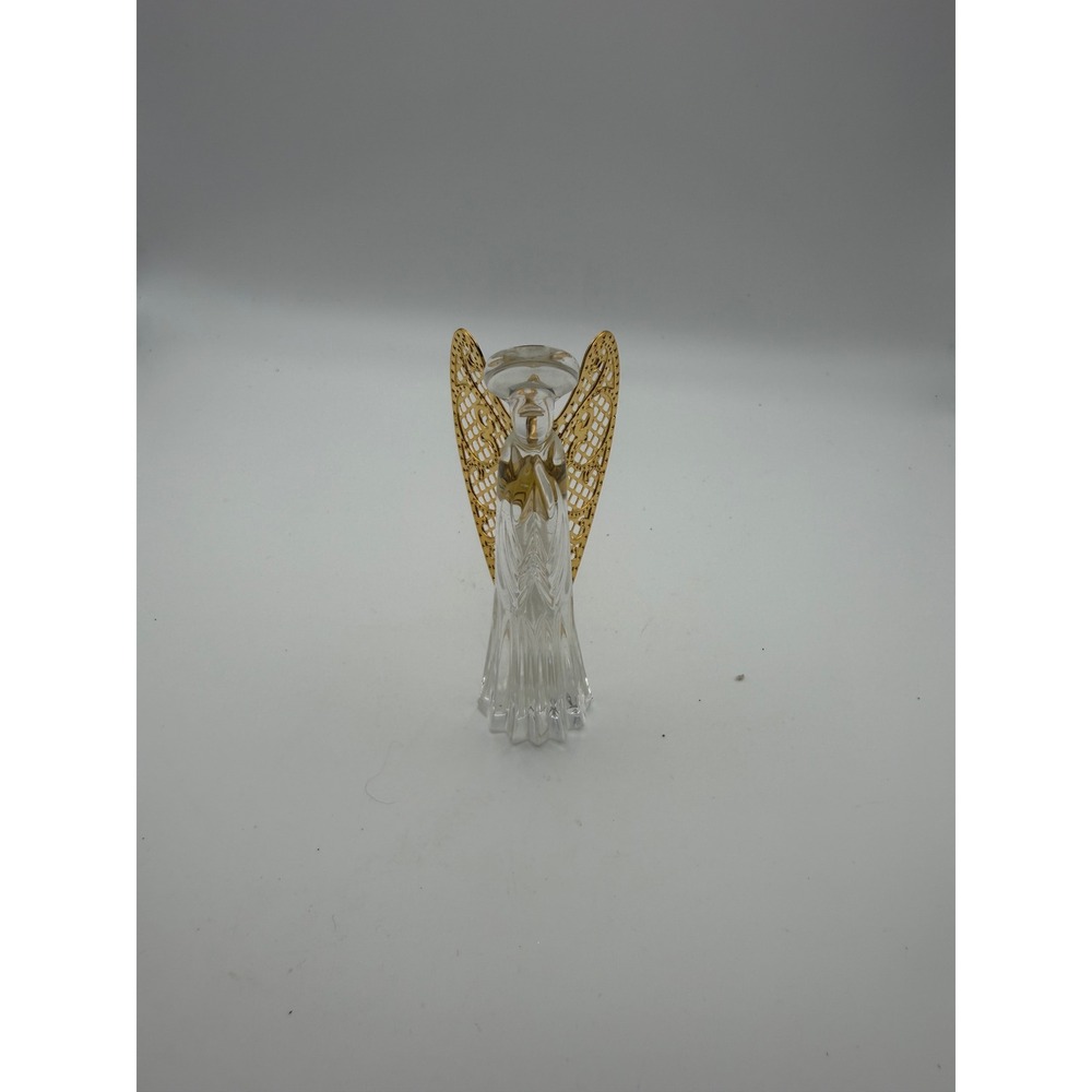 Vintage Bleikristall 24% Lead Crystal Angel Figurine Gold Wings W Germany